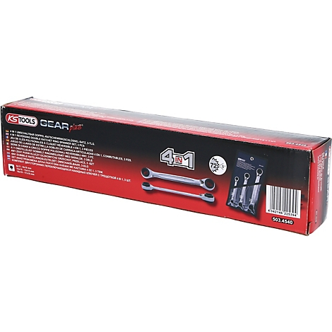 Werkzeugkasten mit Schraubenschlüsseln und der Aufschrift "4 in 1".